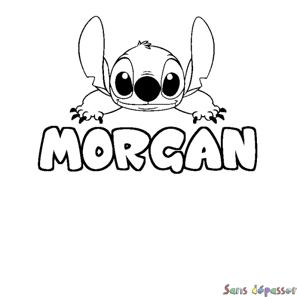 Coloriage prénom MORGAN - d&eacute;cor Stitch