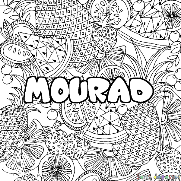 Coloriage prénom MOURAD - d&eacute;cor Mandala fruits