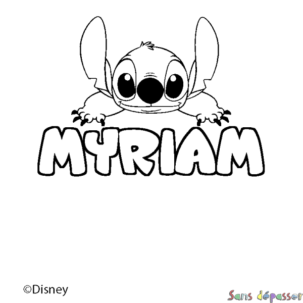 Coloriage pr&eacute;nom MYRIAM - d&eacute;cor Stitch