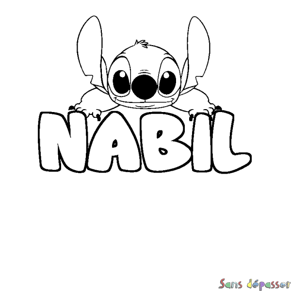 Coloriage prénom NABIL - d&eacute;cor Stitch