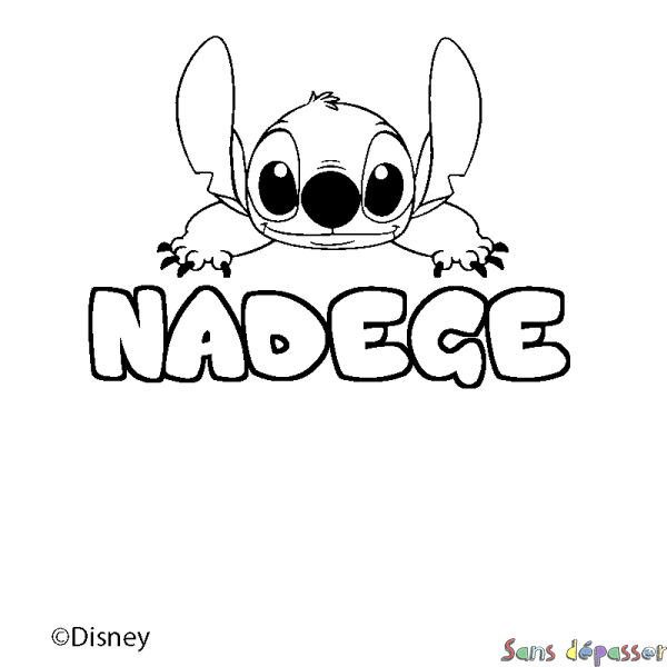 Coloriage pr&eacute;nom NADEGE - d&eacute;cor Stitch