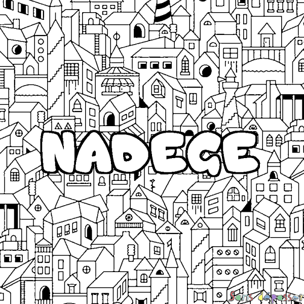 Coloriage prénom NADEGE - d&eacute;cor Ville