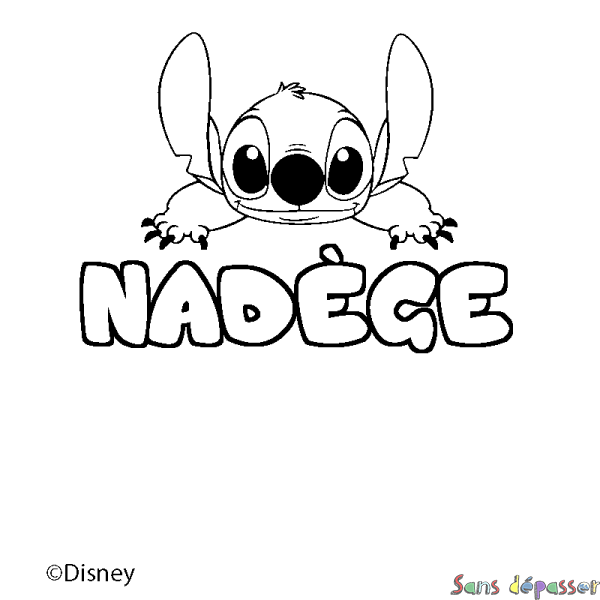Coloriage pr&eacute;nom NAD&Egrave;GE - d&eacute;cor Stitch