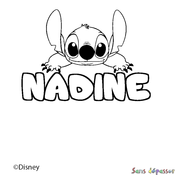 Coloriage pr&eacute;nom NADINE - d&eacute;cor Stitch