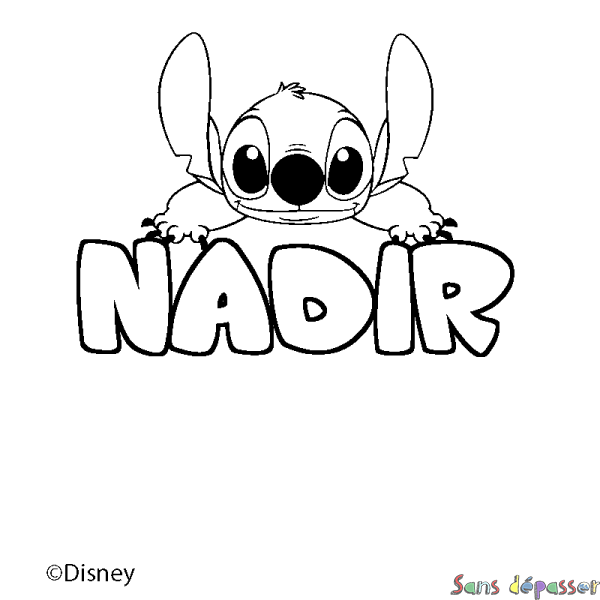 Coloriage pr&eacute;nom NADIR - d&eacute;cor Stitch