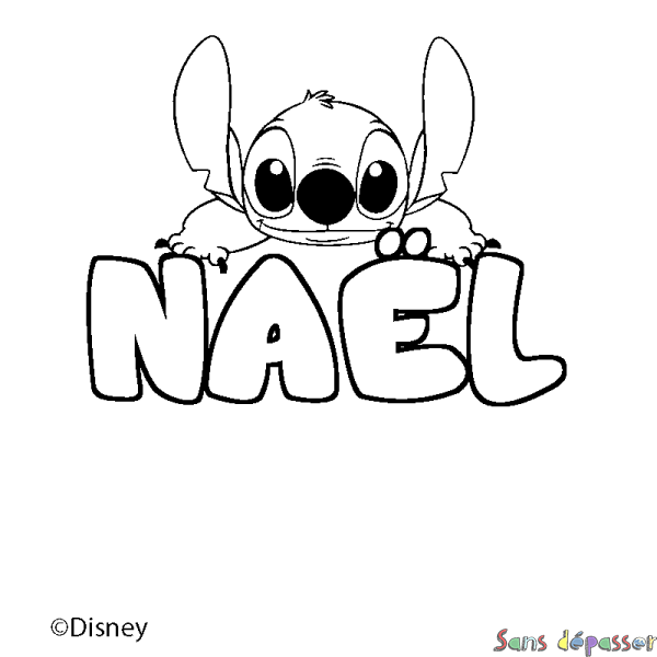 Coloriage pr&eacute;nom NA&Euml;L - d&eacute;cor Stitch