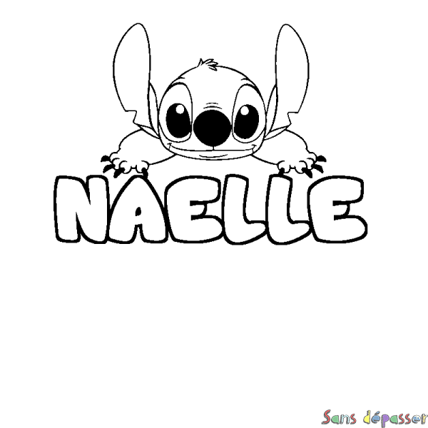 Coloriage prénom NAELLE - d&eacute;cor Stitch