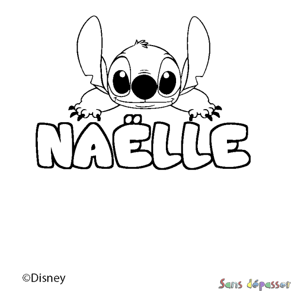 Coloriage pr&eacute;nom NA&Euml;LLE - d&eacute;cor Stitch