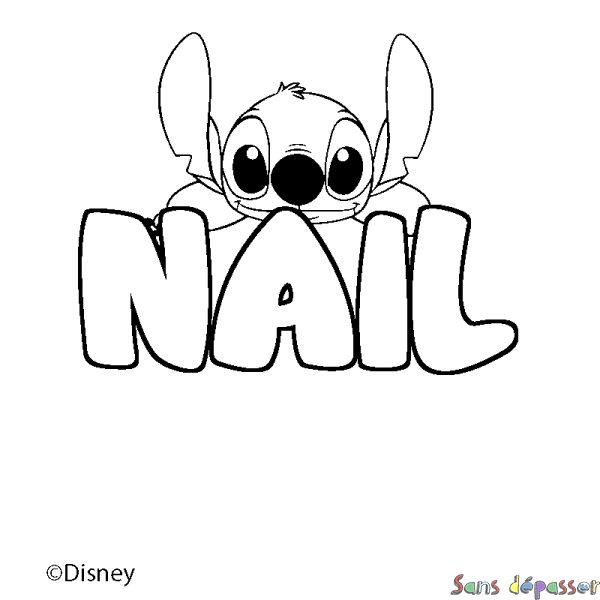 Coloriage pr&eacute;nom NAIL - d&eacute;cor Stitch