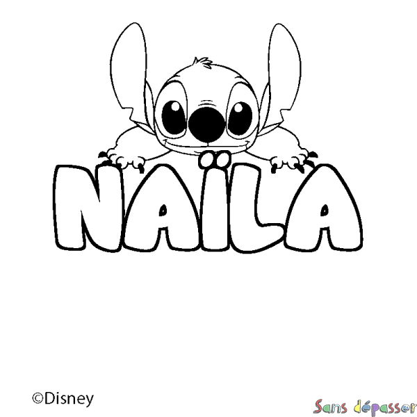 Coloriage pr&eacute;nom NA&Iuml;LA - d&eacute;cor Stitch