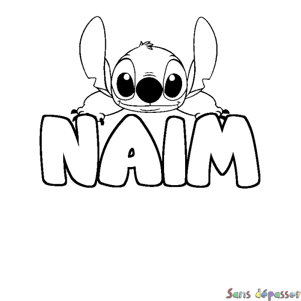 Coloriage prénom NAIM - d&eacute;cor Stitch
