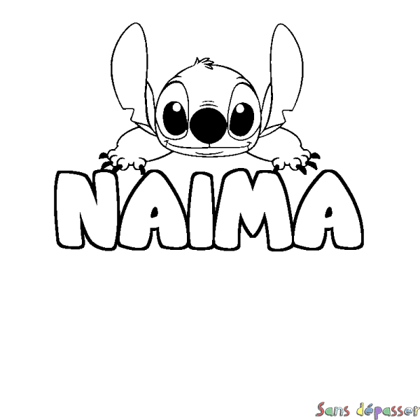 Coloriage prénom NAIMA - d&eacute;cor Stitch