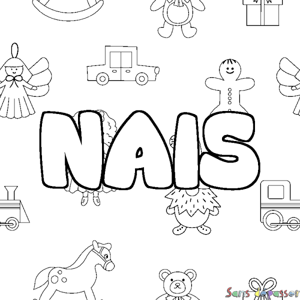 Coloriage prénom NAIS - d&eacute;cor Jouets
