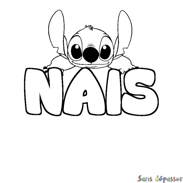Coloriage prénom NAIS - d&eacute;cor Stitch