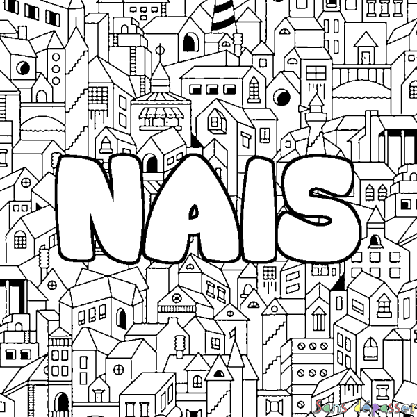 Coloriage prénom NAIS - d&eacute;cor Ville