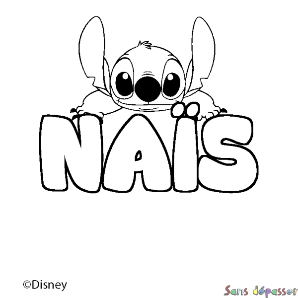 Coloriage pr&eacute;nom NA&Iuml;S - d&eacute;cor Stitch