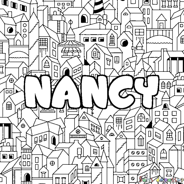 Coloriage pr&eacute;nom NANCY - d&eacute;cor Ville