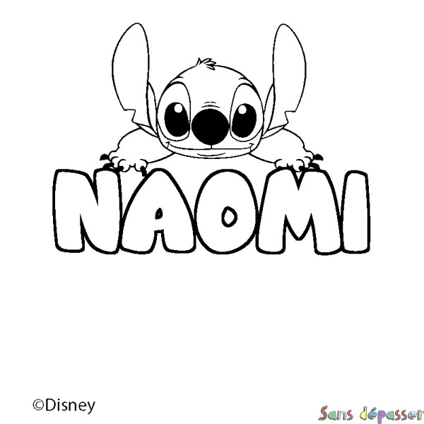Coloriage pr&eacute;nom NAOMI - d&eacute;cor Stitch