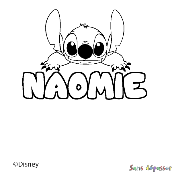 Coloriage pr&eacute;nom NAOMIE - d&eacute;cor Stitch