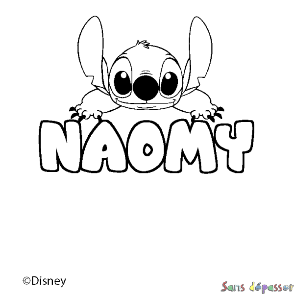 Coloriage pr&eacute;nom NAOMY - d&eacute;cor Stitch