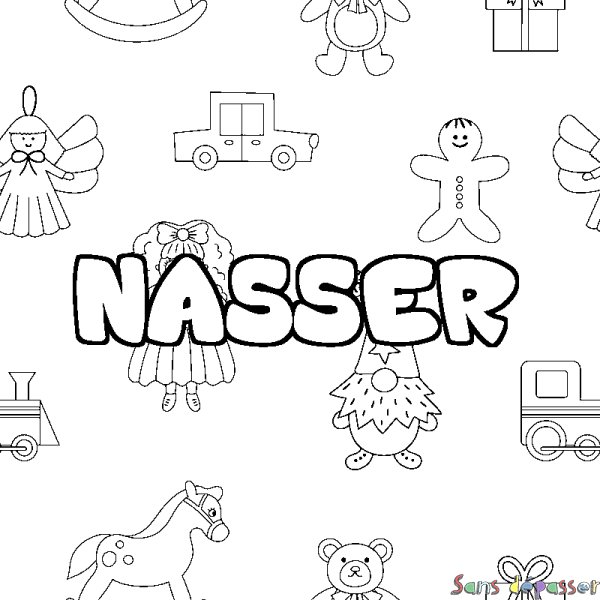 Coloriage prénom NASSER - d&eacute;cor Jouets