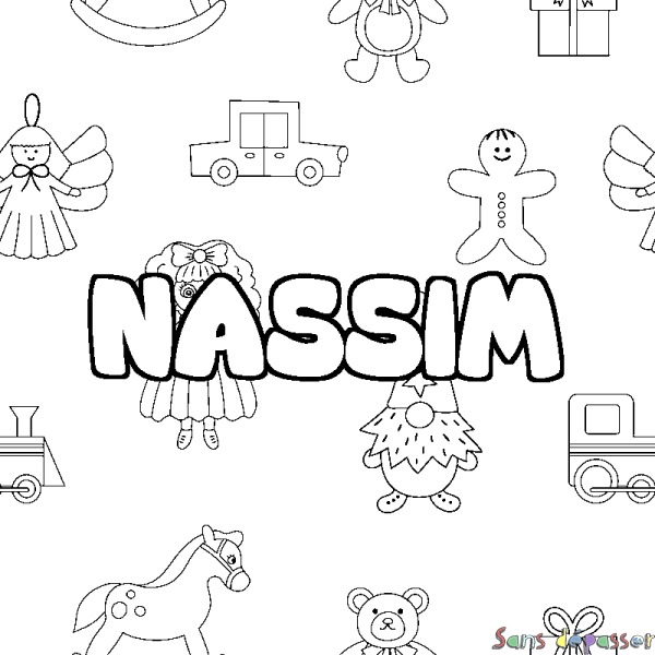 Coloriage prénom NASSIM - d&eacute;cor Jouets