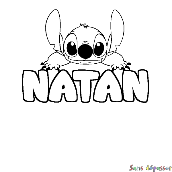 Coloriage prénom NATAN - d&eacute;cor Stitch