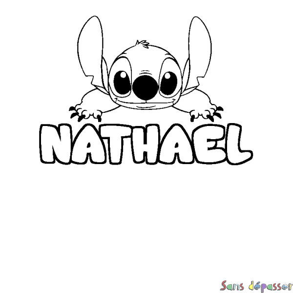 Coloriage prénom NATHAEL - d&eacute;cor Stitch