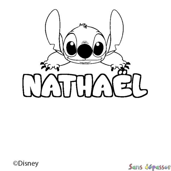 Coloriage pr&eacute;nom NATHA&Euml;L - d&eacute;cor Stitch