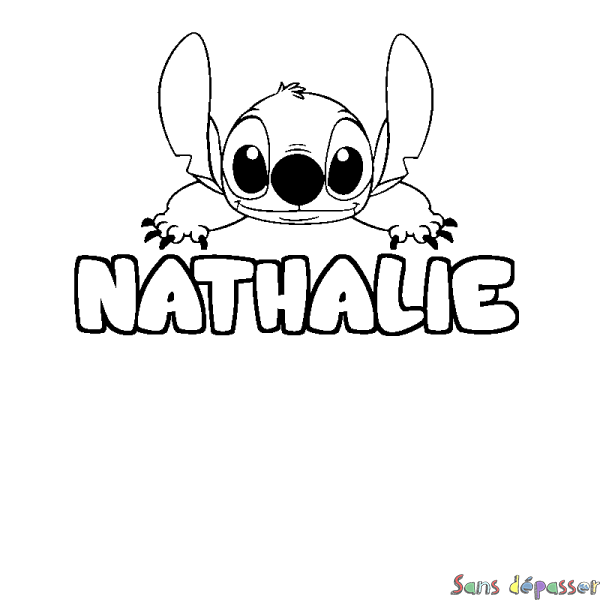 Coloriage prénom NATHALIE - d&eacute;cor Stitch