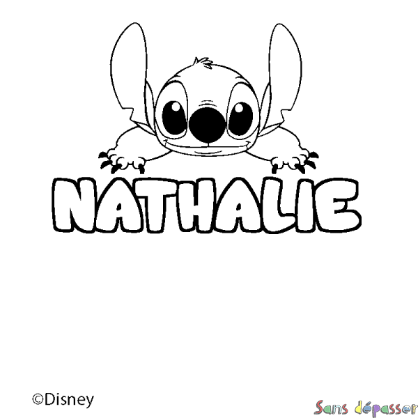 Coloriage pr&eacute;nom NATHALIE - d&eacute;cor Stitch