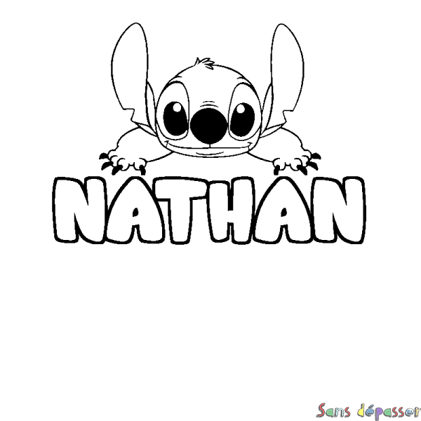Coloriage prénom NATHAN - d&eacute;cor Stitch