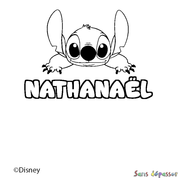 Coloriage pr&eacute;nom NATHANA&Euml;L - d&eacute;cor Stitch