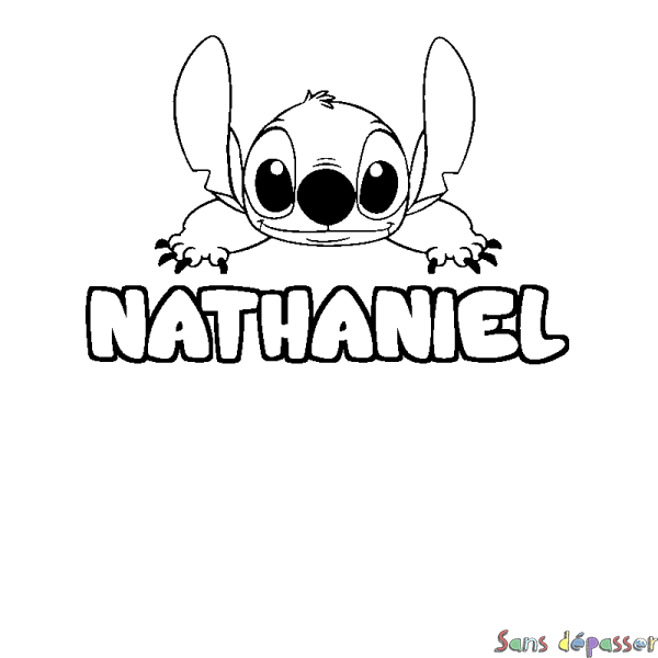 Coloriage prénom NATHANIEL - d&eacute;cor Stitch