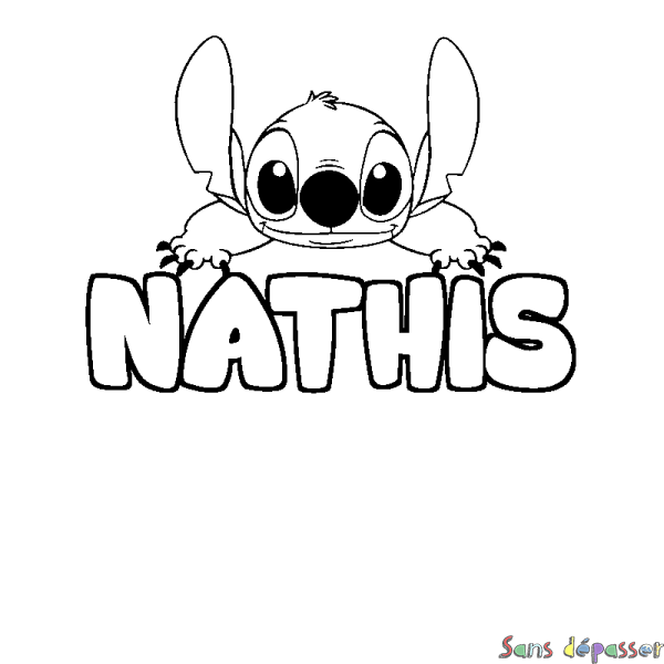 Coloriage prénom NATHIS - d&eacute;cor Stitch