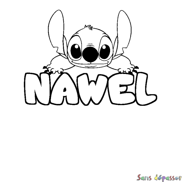 Coloriage prénom NAWEL - d&eacute;cor Stitch