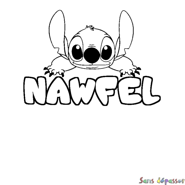 Coloriage prénom NAWFEL - d&eacute;cor Stitch