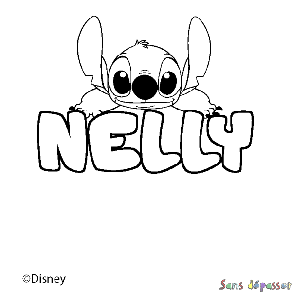 Coloriage pr&eacute;nom NELLY - d&eacute;cor Stitch