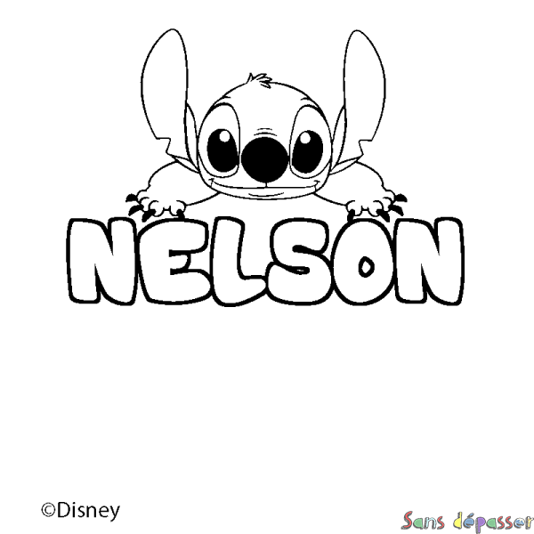 Coloriage pr&eacute;nom NELSON - d&eacute;cor Stitch