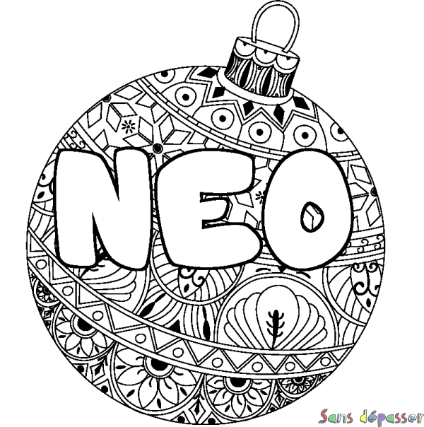 Coloriage pr&eacute;nom NEO - d&eacute;cor Boule de No&euml;l
