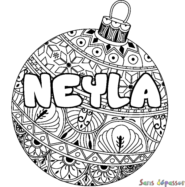 Coloriage pr&eacute;nom NEYLA - d&eacute;cor Boule de No&euml;l