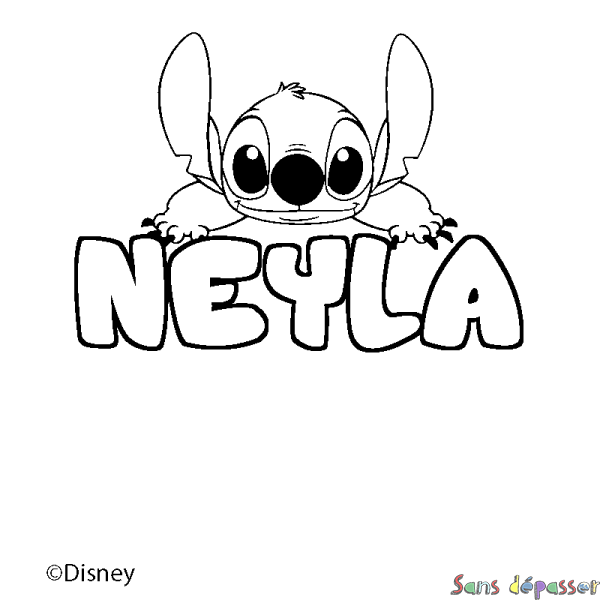 Coloriage pr&eacute;nom NEYLA - d&eacute;cor Stitch