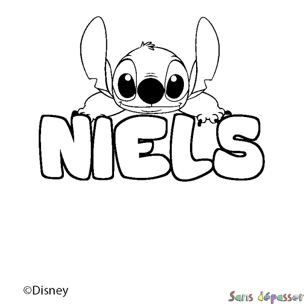 Coloriage pr&eacute;nom NIELS - d&eacute;cor Stitch