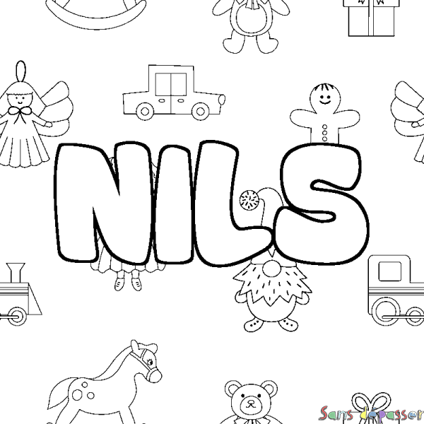 Coloriage Pr nom NILS D cor Jouets Sans D passer coloriage-pr-nom-nils-d-cor-jouets-sans-d-passer
