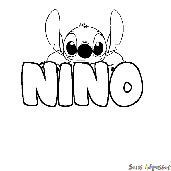 Coloriage prénom NINO - d&eacute;cor Stitch