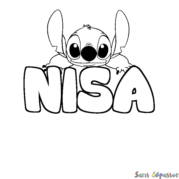 Coloriage prénom NISA - d&eacute;cor Stitch