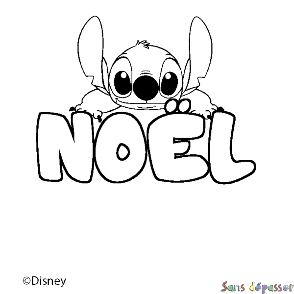 Coloriage pr&eacute;nom NO&Euml;L - d&eacute;cor Stitch