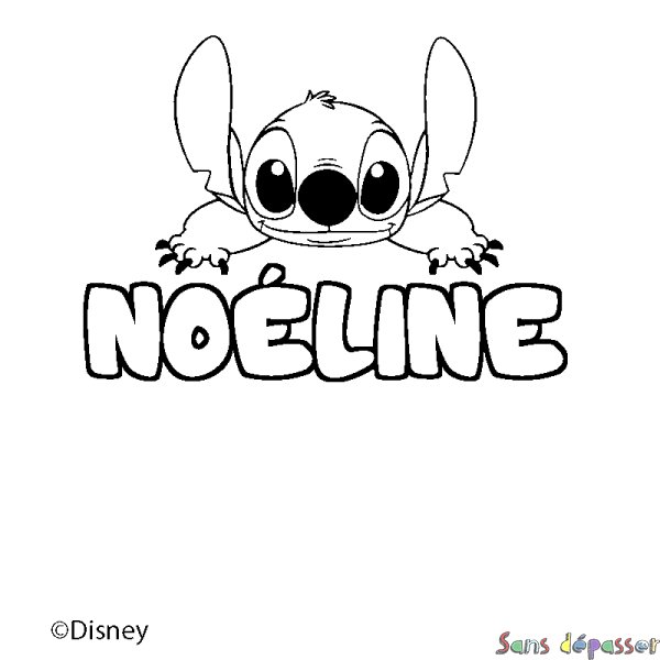 Coloriage pr&eacute;nom NO&Eacute;LINE - d&eacute;cor Stitch