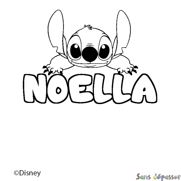 Coloriage pr&eacute;nom NOELLA - d&eacute;cor Stitch