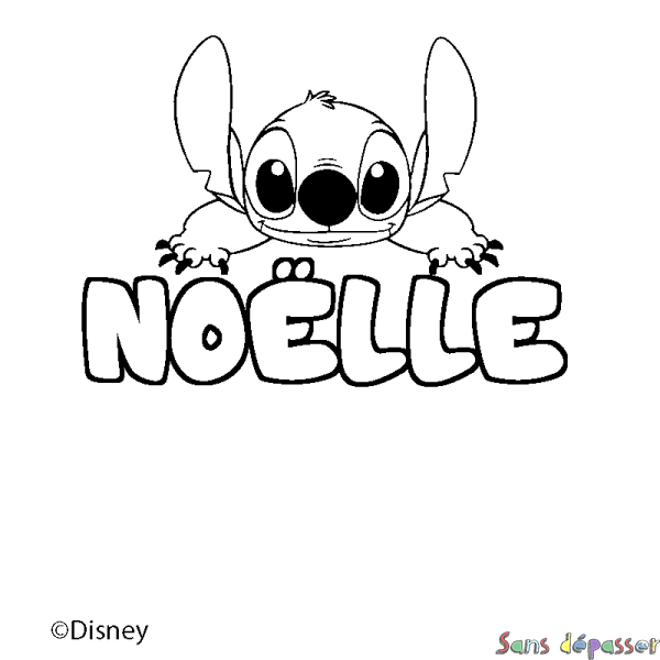 Coloriage pr&eacute;nom NO&Euml;LLE - d&eacute;cor Stitch
